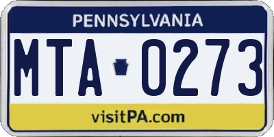 PA license plate MTA0273