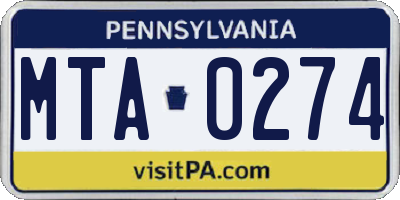 PA license plate MTA0274