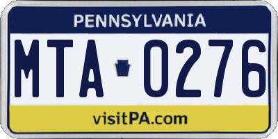 PA license plate MTA0276