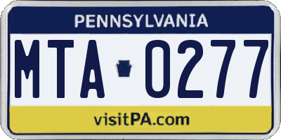 PA license plate MTA0277