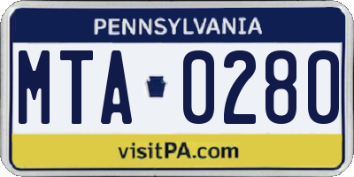PA license plate MTA0280