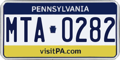 PA license plate MTA0282
