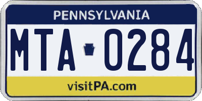 PA license plate MTA0284