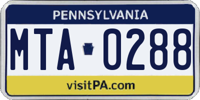 PA license plate MTA0288
