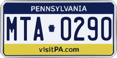 PA license plate MTA0290
