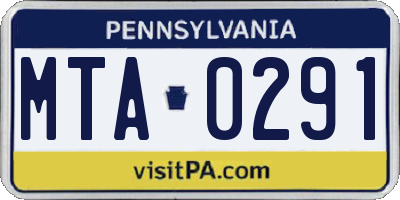 PA license plate MTA0291