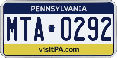 PA license plate MTA0292