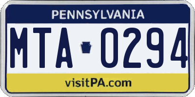 PA license plate MTA0294