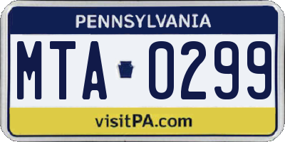 PA license plate MTA0299