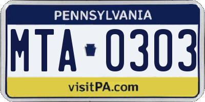 PA license plate MTA0303