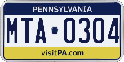 PA license plate MTA0304