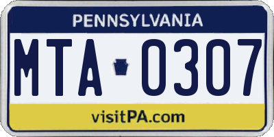 PA license plate MTA0307