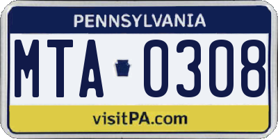 PA license plate MTA0308