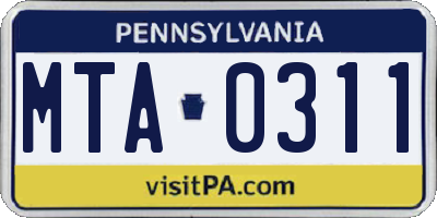 PA license plate MTA0311