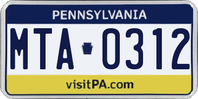 PA license plate MTA0312