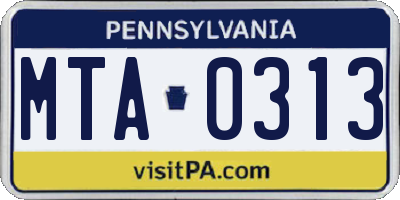 PA license plate MTA0313