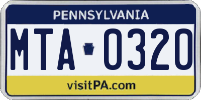 PA license plate MTA0320