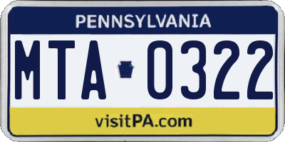 PA license plate MTA0322