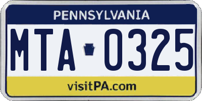 PA license plate MTA0325