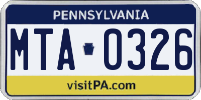 PA license plate MTA0326