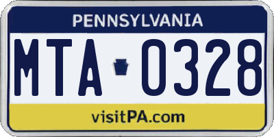 PA license plate MTA0328