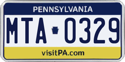 PA license plate MTA0329
