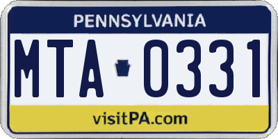 PA license plate MTA0331
