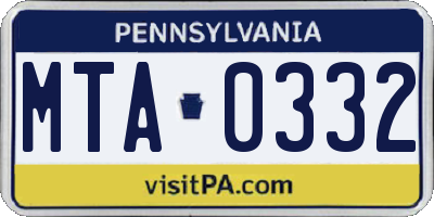 PA license plate MTA0332