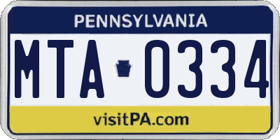 PA license plate MTA0334