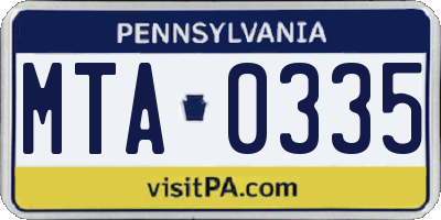 PA license plate MTA0335