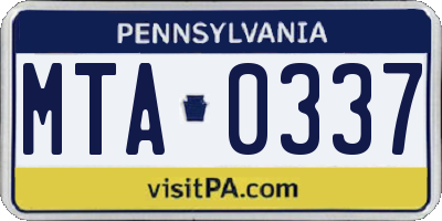 PA license plate MTA0337