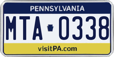 PA license plate MTA0338