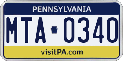 PA license plate MTA0340