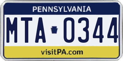 PA license plate MTA0344