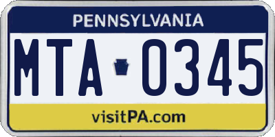 PA license plate MTA0345