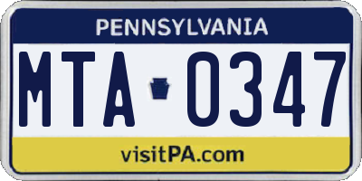PA license plate MTA0347