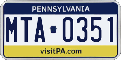 PA license plate MTA0351