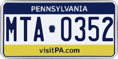 PA license plate MTA0352