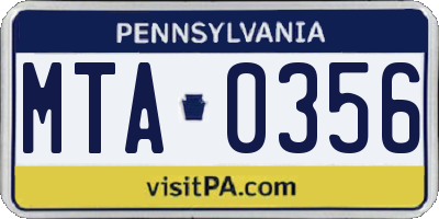PA license plate MTA0356