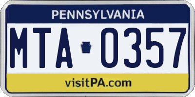 PA license plate MTA0357