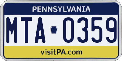 PA license plate MTA0359