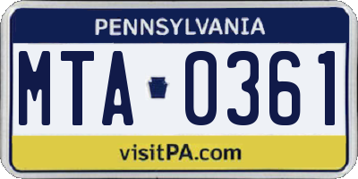 PA license plate MTA0361