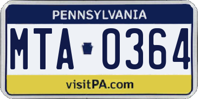 PA license plate MTA0364