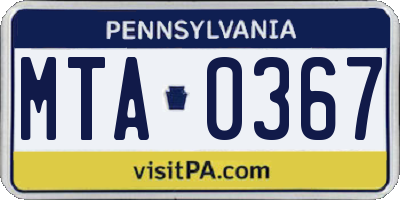 PA license plate MTA0367