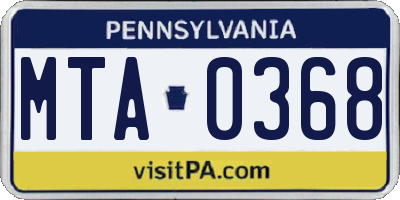 PA license plate MTA0368