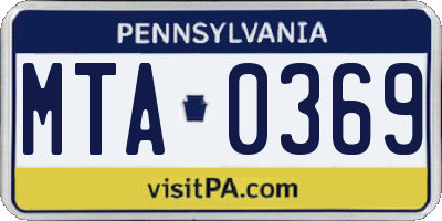 PA license plate MTA0369