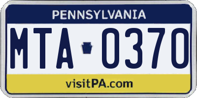 PA license plate MTA0370
