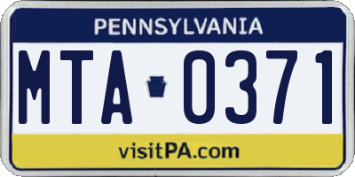 PA license plate MTA0371