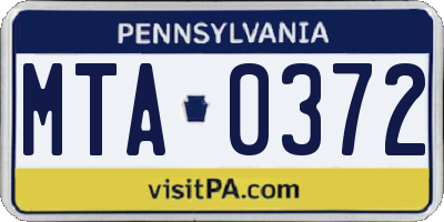 PA license plate MTA0372