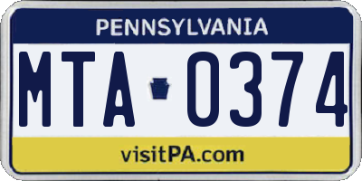PA license plate MTA0374